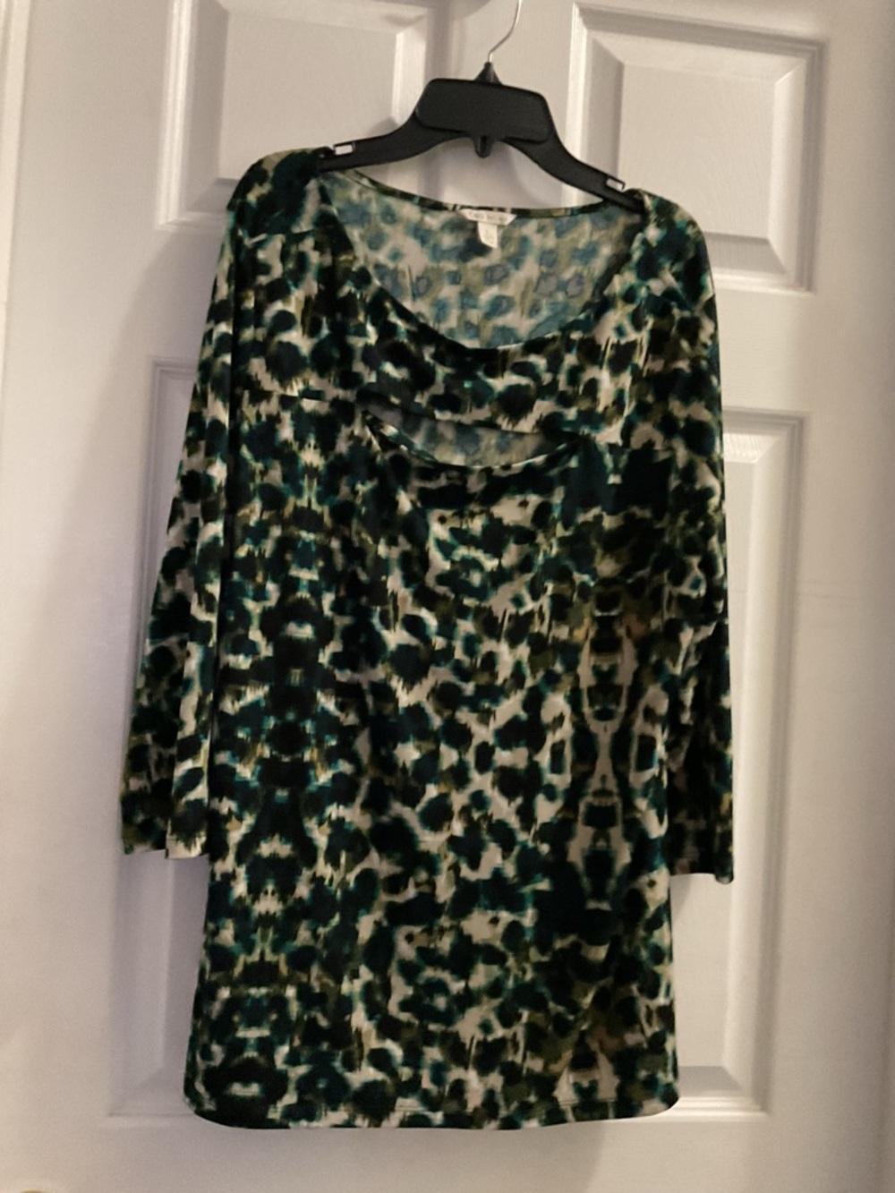 Cato Green Black Cream Animal Print Tunic